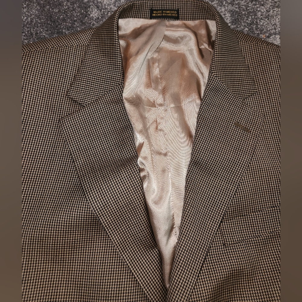 Stafford Classic Fit Micro Plaid 44s Sports Coat/Blazer Two Button 100 Wool Body - Picture 2 of 12